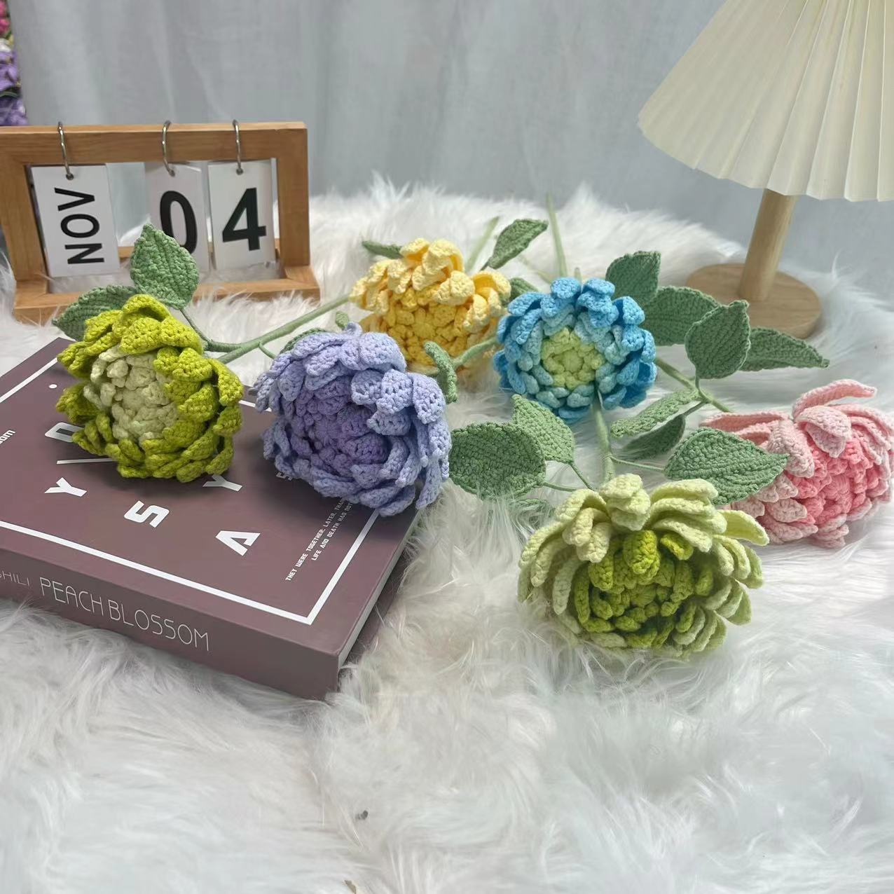 ダリア完成品手作りブーケホームデコレーションフック織りギフト - Yarn Home Decor のレビューと価格