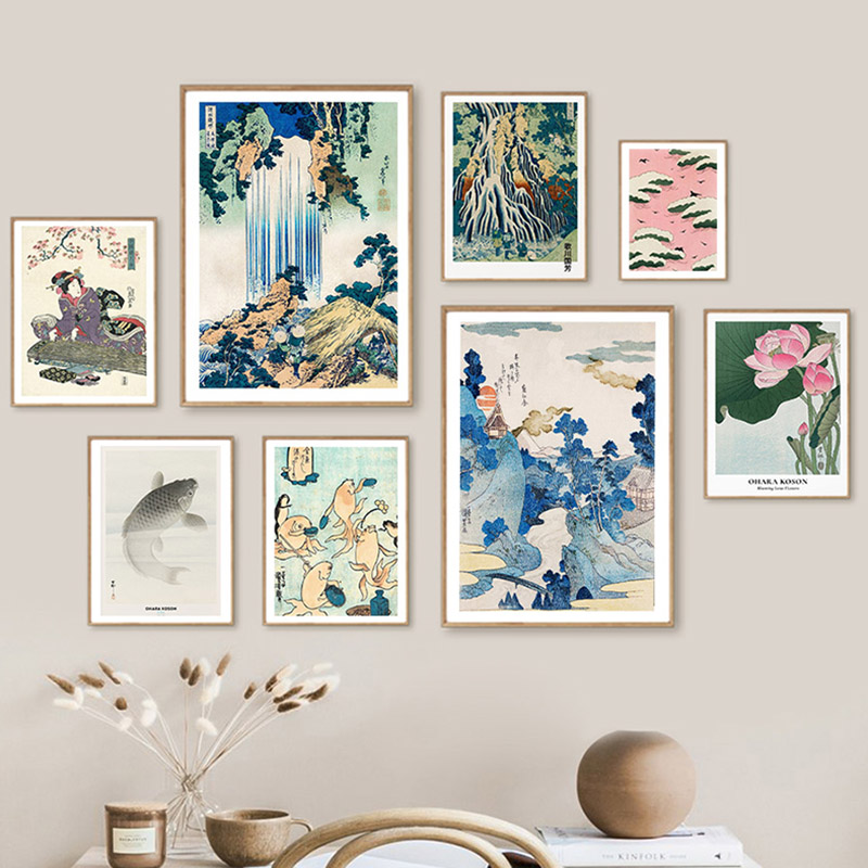 北斎大原古松日本アートポスターヴィンテージゲストルームホーム - Home Decor Japandi のレビューと価格