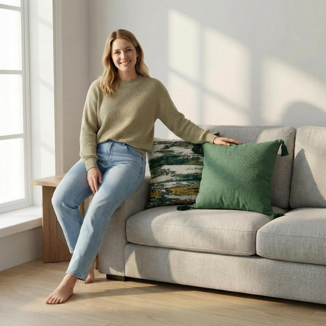 北欧風テクスチャの糸染め抽象ジャカード綿麻枕+クッション、枕 - Yarn Home Decor のレビューと価格