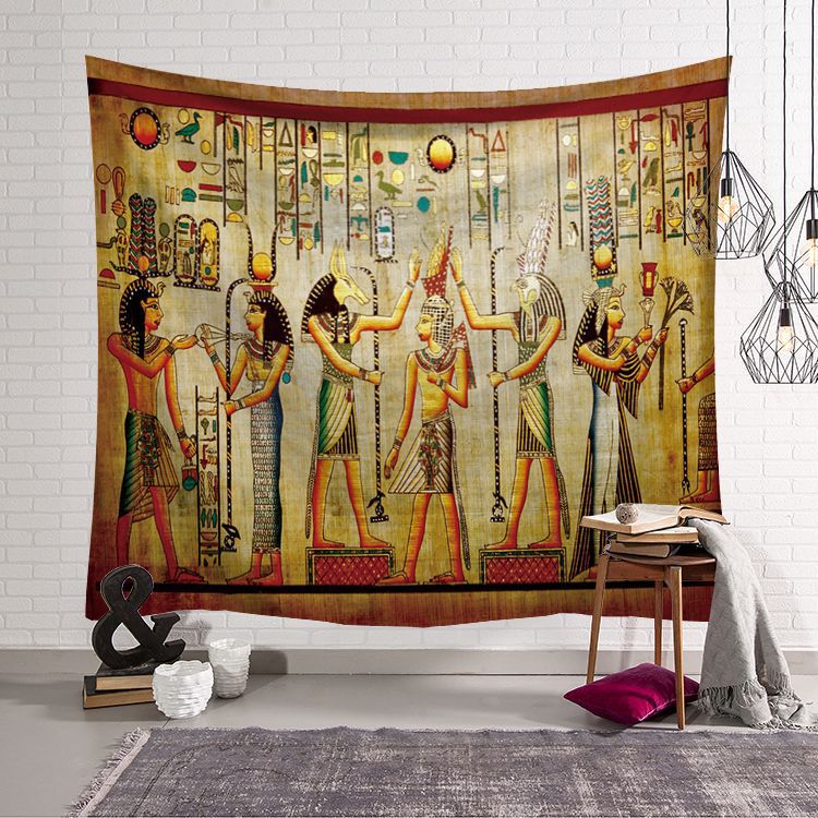 黄色の古代エジプトの古い文化がプリントされたヒッピーエジプト - Home Decor Egypt のレビューと価格