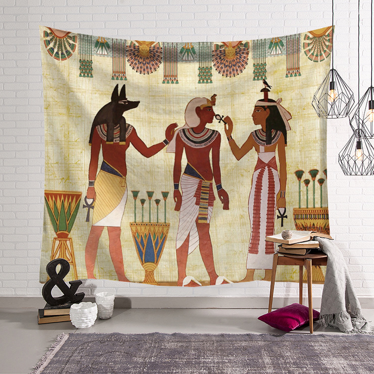 黄色の古代エジプトの古い文化がプリントされたヒッピーエジプト - Home Decor Egypt のレビューと価格
