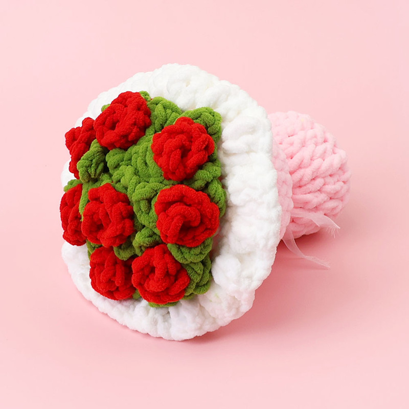 バレンタインデーギフトブーケ完成品手作りニット糸大輪バラブー - Yarn Home Decor のレビューと価格