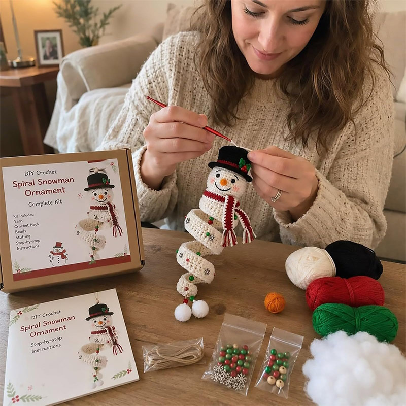 かぎ針編み雪だるまスパイラルオーナメントDIYキット クリス - Yarn Home Decor のレビューと価格