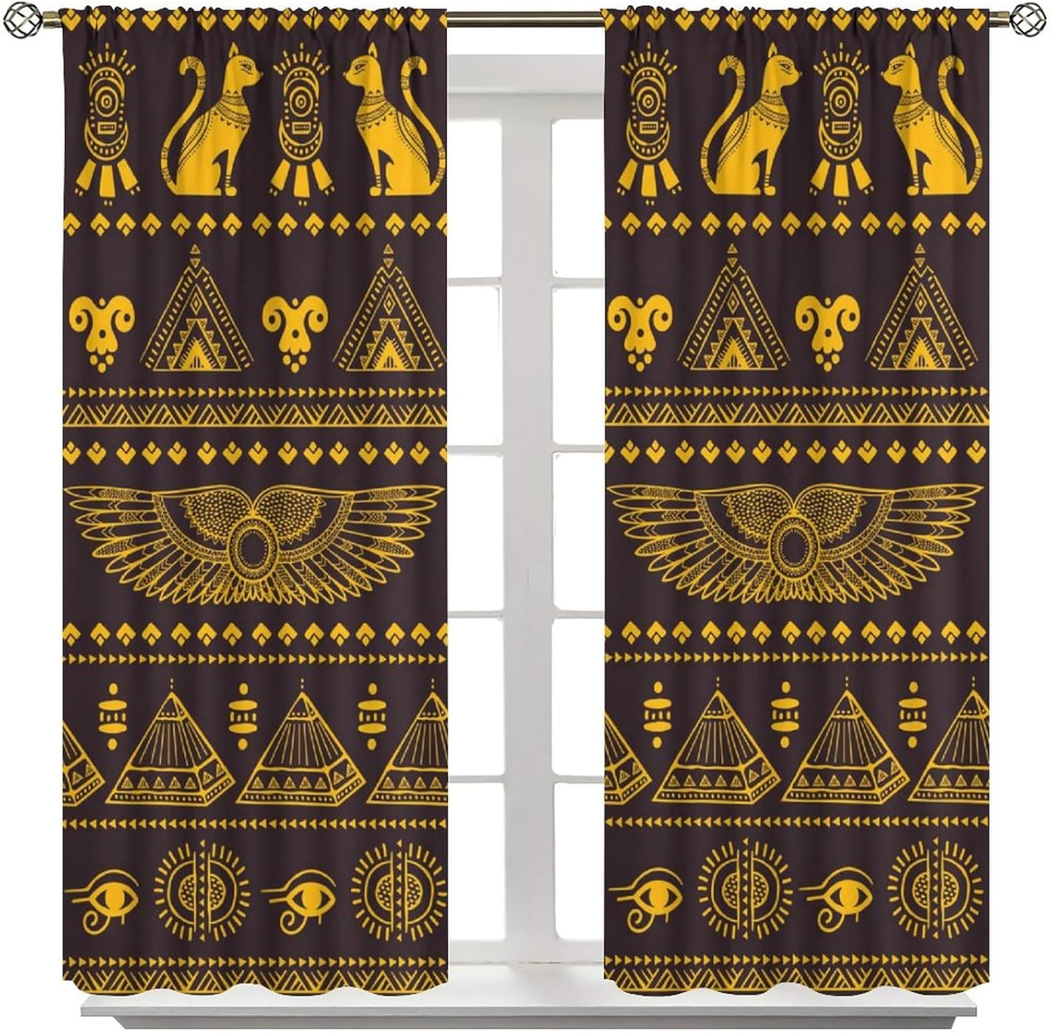 神秘的な古代エジプトのカーテン、黒猫の部族、エジプトのピラミ - Home Decor Egypt のレビューと価格