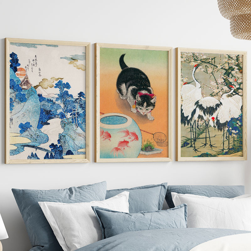 日本の葛飾北斎キャンバス絵画ウォールアートポスタープリント富 - Home Decor Japandi のレビューと価格