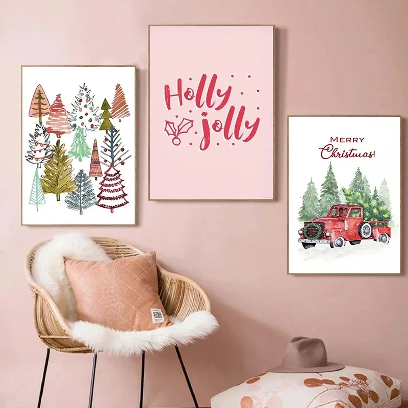 漫画クリスマスホリデーツリーソックス雪だるま車犬ウォールアー - Geometric Wall Art のレビューと価格