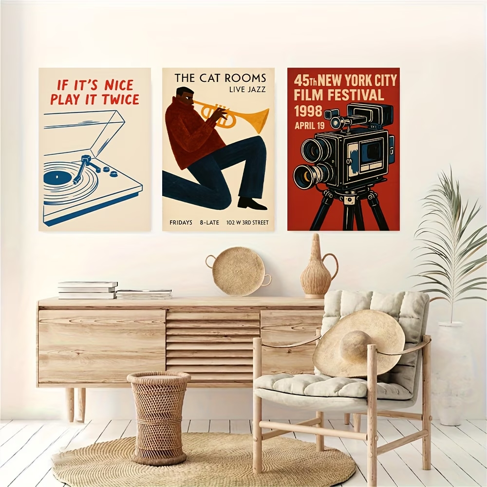 モダン、レトロジャズキャット、ニューヨーク映画祭ウォールアー - Home Decor Cat のレビューと価格