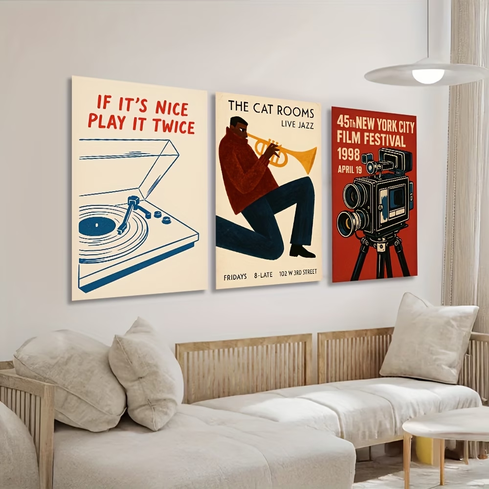 モダン、レトロジャズキャット、ニューヨーク映画祭ウォールアー - Home Decor Cat のレビューと価格