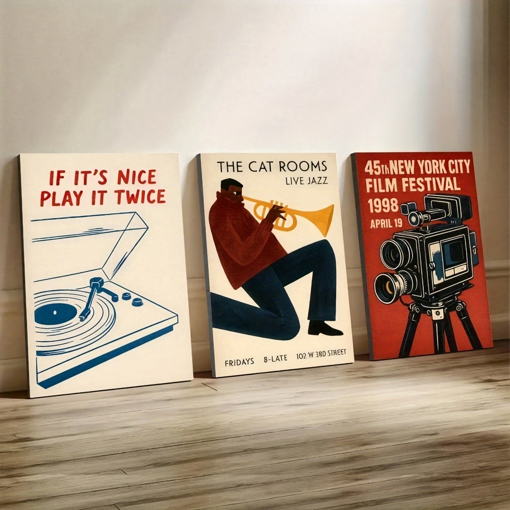 モダン、レトロジャズキャット、ニューヨーク映画祭ウォールアー - Home Decor Cat のレビューと価格