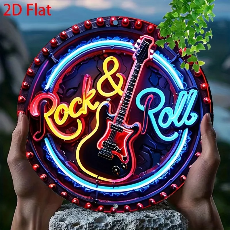 ヴィンテージロックネオンサイン、2Dフラットメタルアルミニウ - Home Decor Outside のレビューと価格