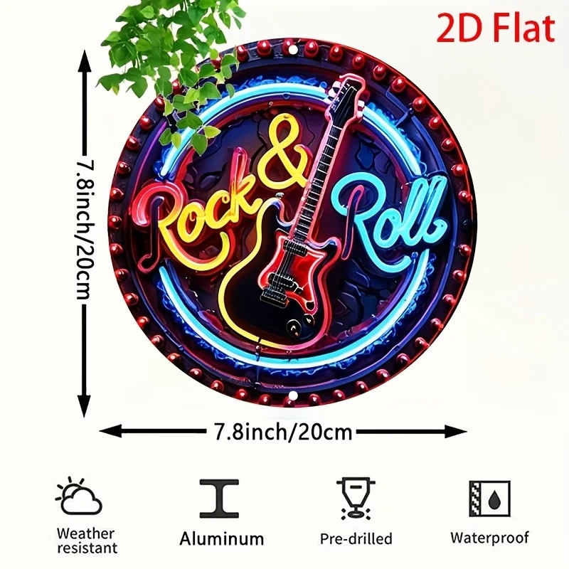 ヴィンテージロックネオンサイン、2Dフラットメタルアルミニウ - Home Decor Outside のレビューと価格