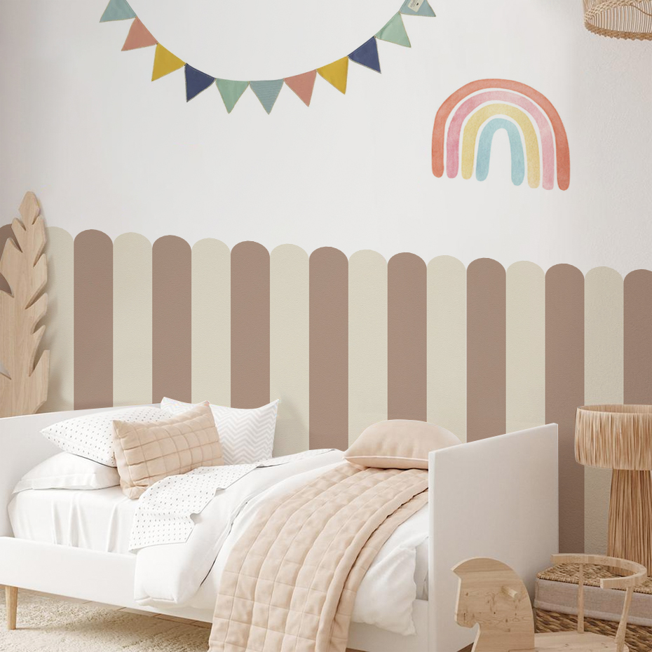 マルチカラー縦ストライプアーク壁紙保育園子供壁アートキッズル - Home Decor Game のレビューと価格