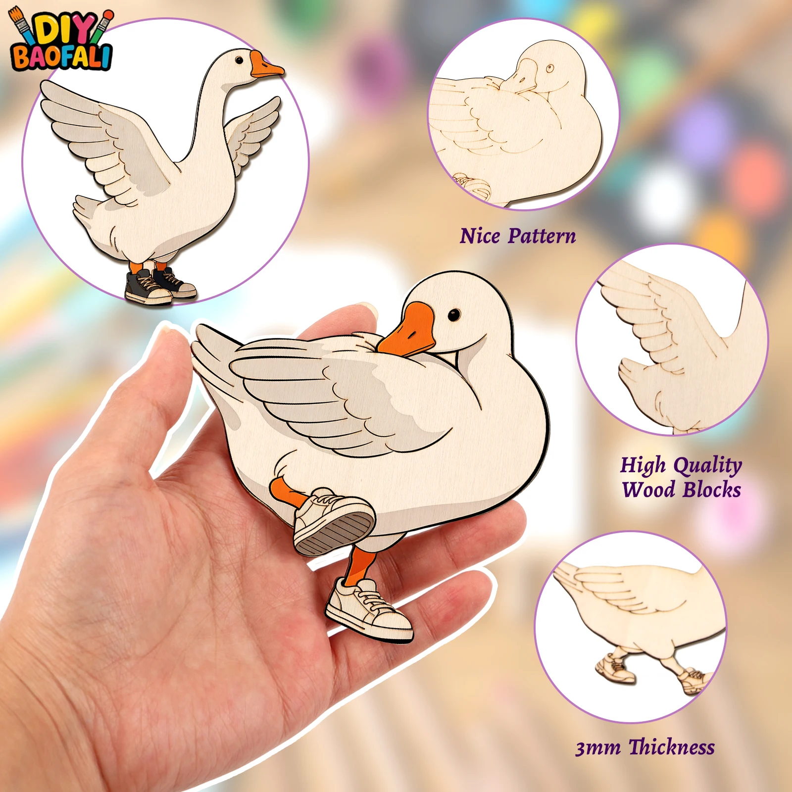 20個入り未完成木製クラフトセット 4種類のガチョウのオーナ - Home Decor Diy のレビューと価格