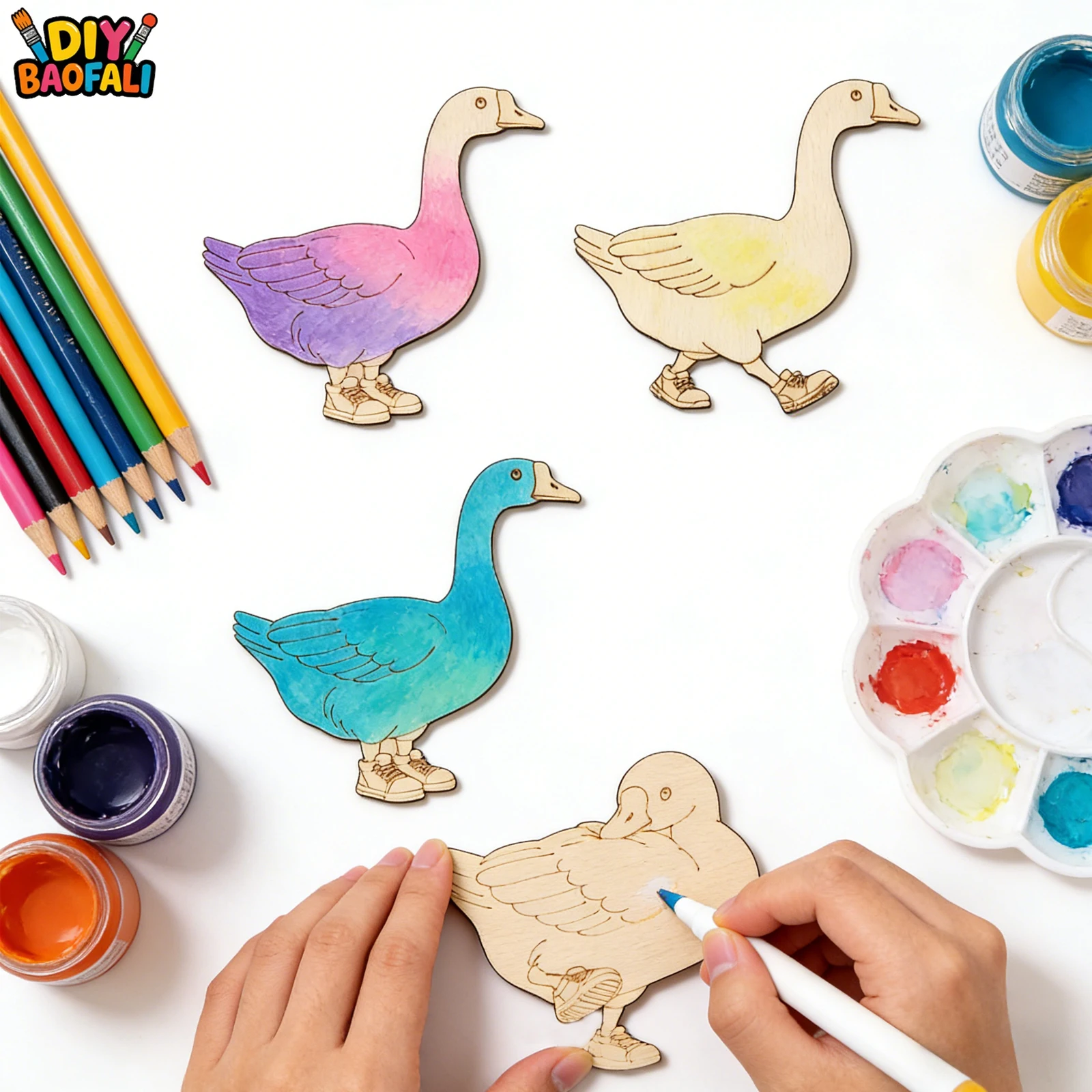 20個入り未完成木製クラフトセット 4種類のガチョウのオーナ - Home Decor Diy のレビューと価格