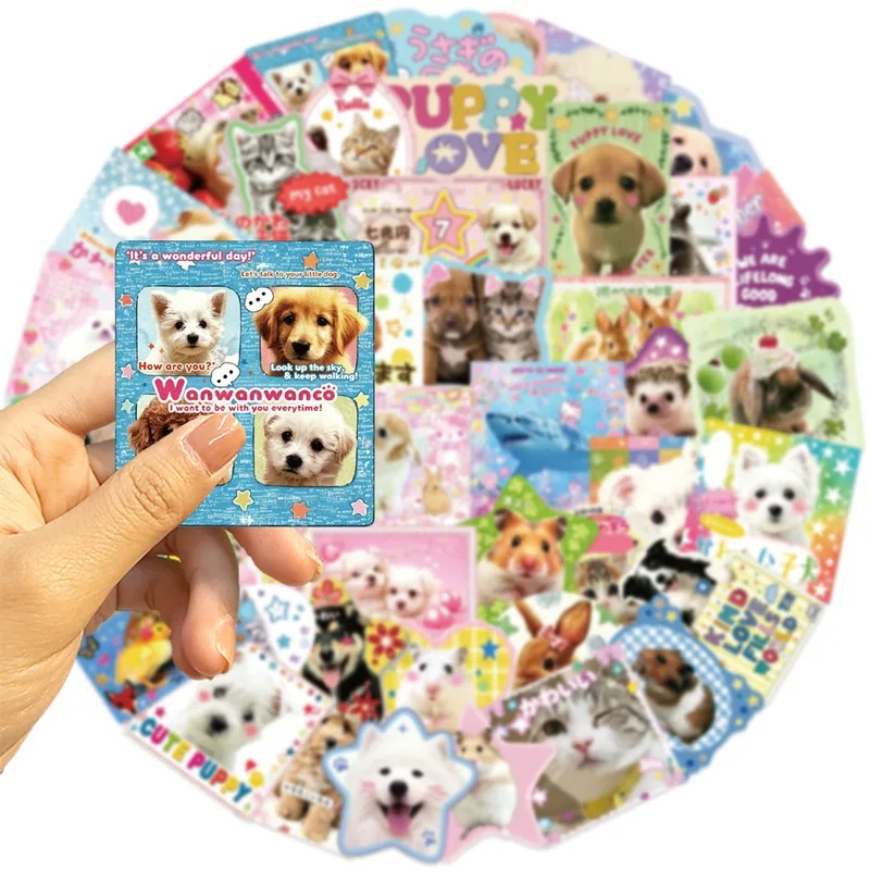 50枚入り ドーパミンカラーの漫画動物PVC防水ステッカー  - Home Decor Dopamine のレビューと価格